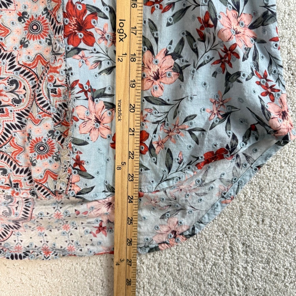 Sundance Floral Medallion Embroidered Long Sleeve Button Up Shirt Small Eyelet - Picture 9 of 10